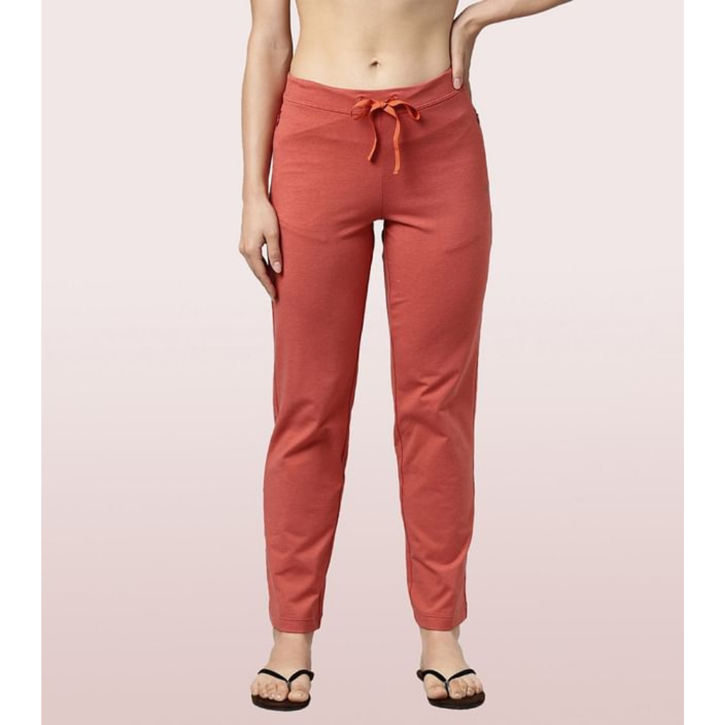 ENAMOR-E014 Brick Melange ESSENTIALS COTTON LOUNGE PANTS