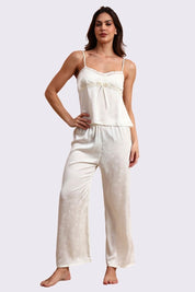 AXTZH Timeless Three-Piece Nightwear Set with Robe, Lace Accents, and Relaxed Fit for Everyday Luxury X0903-IVORY-NSL3PS