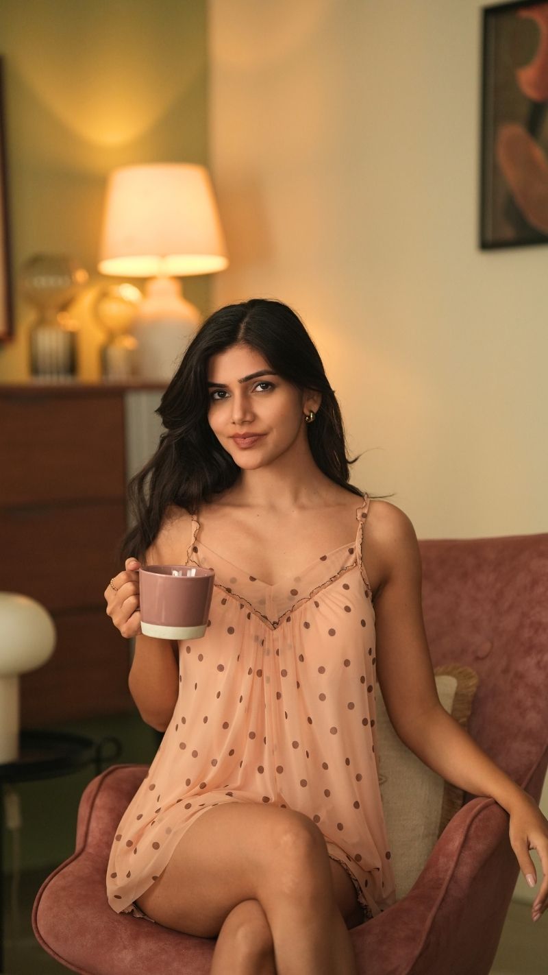 Polka Dot Frill Trim Cami & Shorts Set