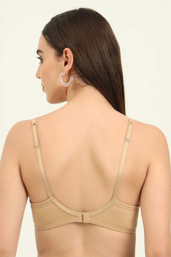 AMANTE BRA10202 NUDE Cotton Casual Lightly Padded Non-Wired Full Coverage T-Shirt Bra