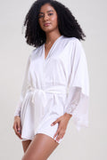 Mysthelle LILY WHITE ROBE WITH EMBROIDERED TULLE SLEEVES