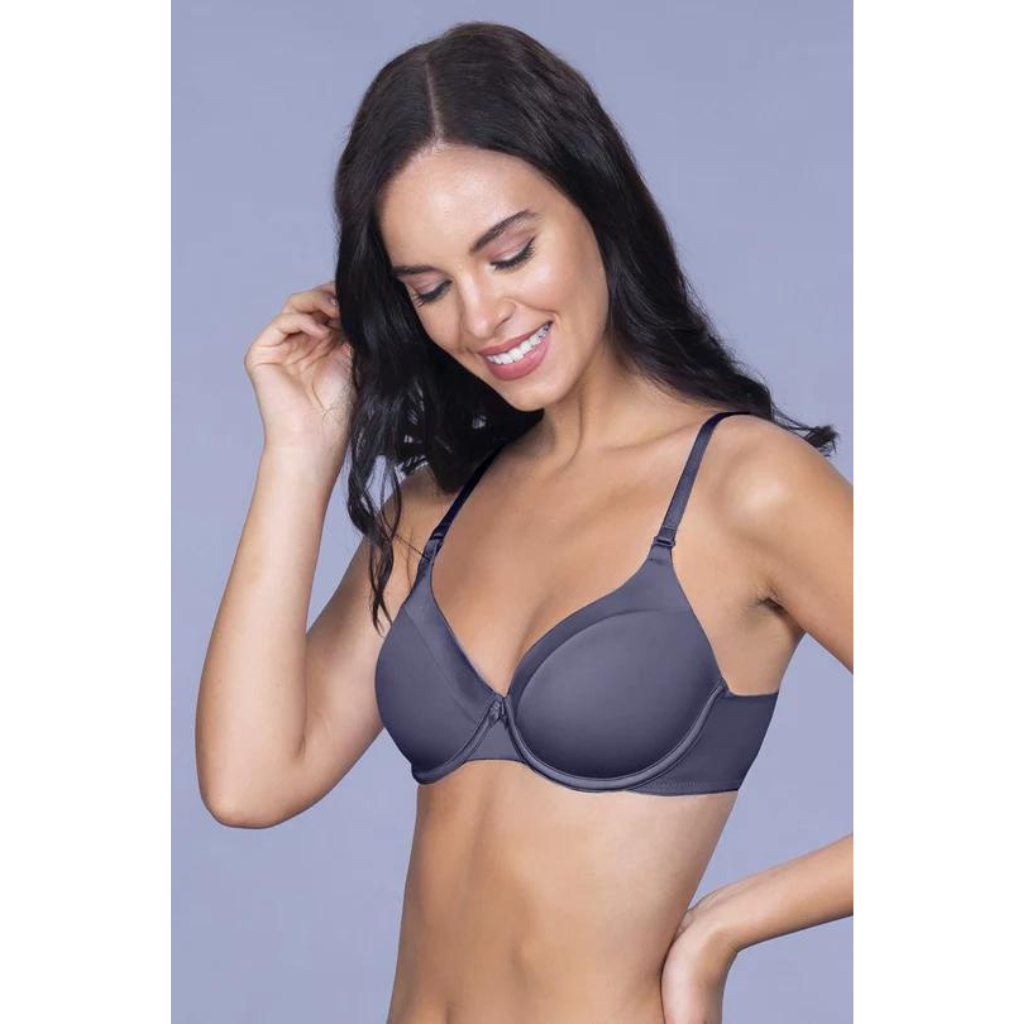 AMANTE-BRA10115 Odessey Gray Satin Edge Padded Wired Bra