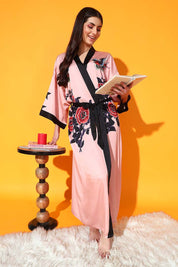 NIGHTWEAR-XH2SAPRINT Printed Satin long robe