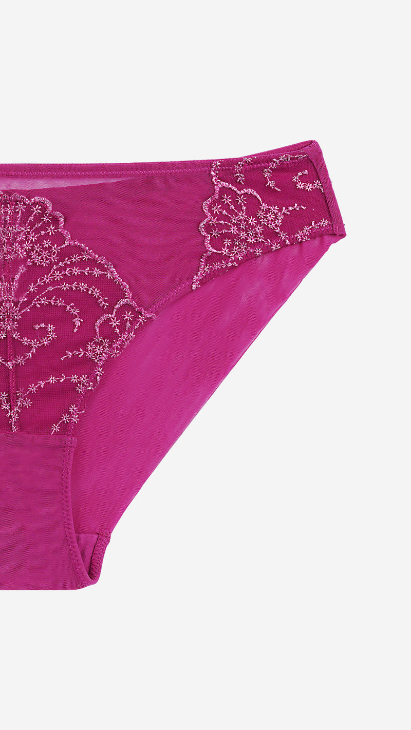 Magenta Embroidered Lace Classic Brief