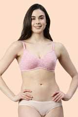 ENAMOR BRA-A042 /2 Ginko Scattered Print Side Support Shaper Classic Bra - Supima Cotton Non-Padded Minimizer Wirefree