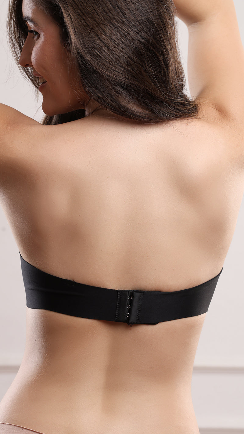 Black Lace Strapless Balconette Bra