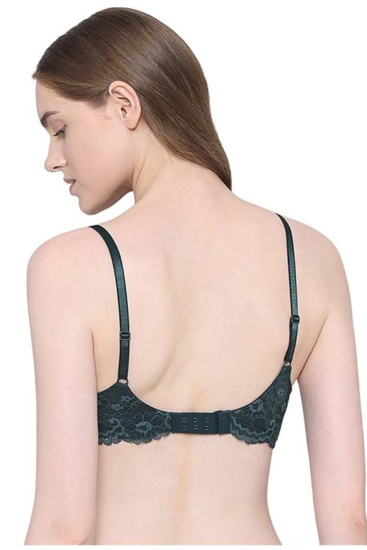 WACOAL BRA BI05B02 Balcony & Beyond Padded Wired Half Cup Everyday Wear Smooth Finish Fashion Bra - Dark Green