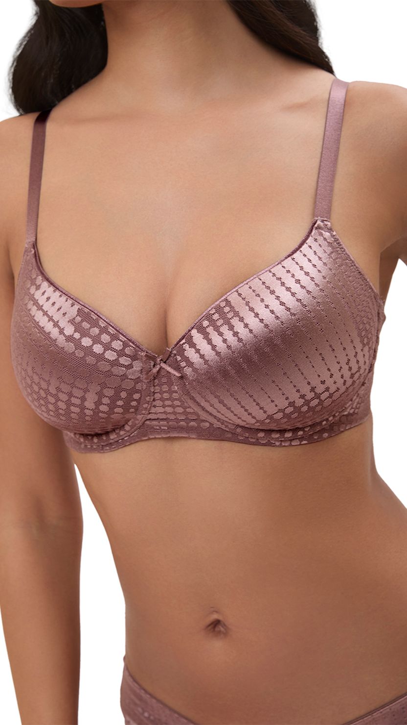 Triumph Mauve Sheen Jacquard Half Coverage Lightly Padded Bra