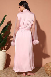 NIGHTWEAR-XF22SA133 Satin Long Nightdress with robe