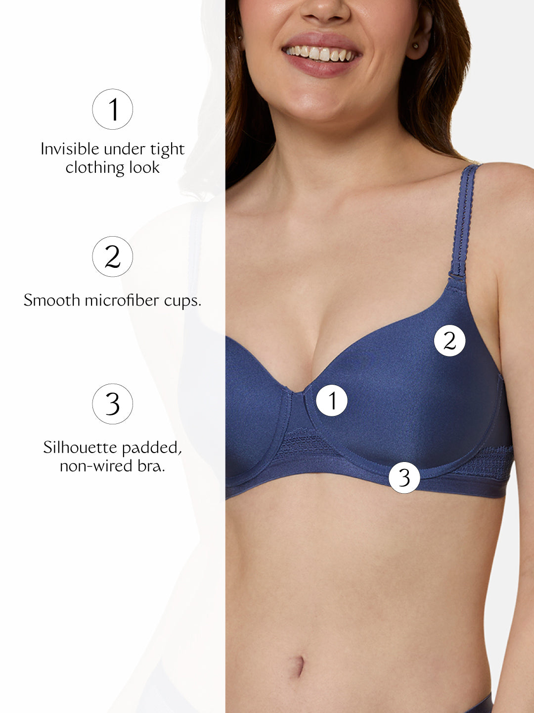 TRIUMPH BRA 110I584-PI  Padded Wireless Seamless Silhoutte T-shirt Bra
