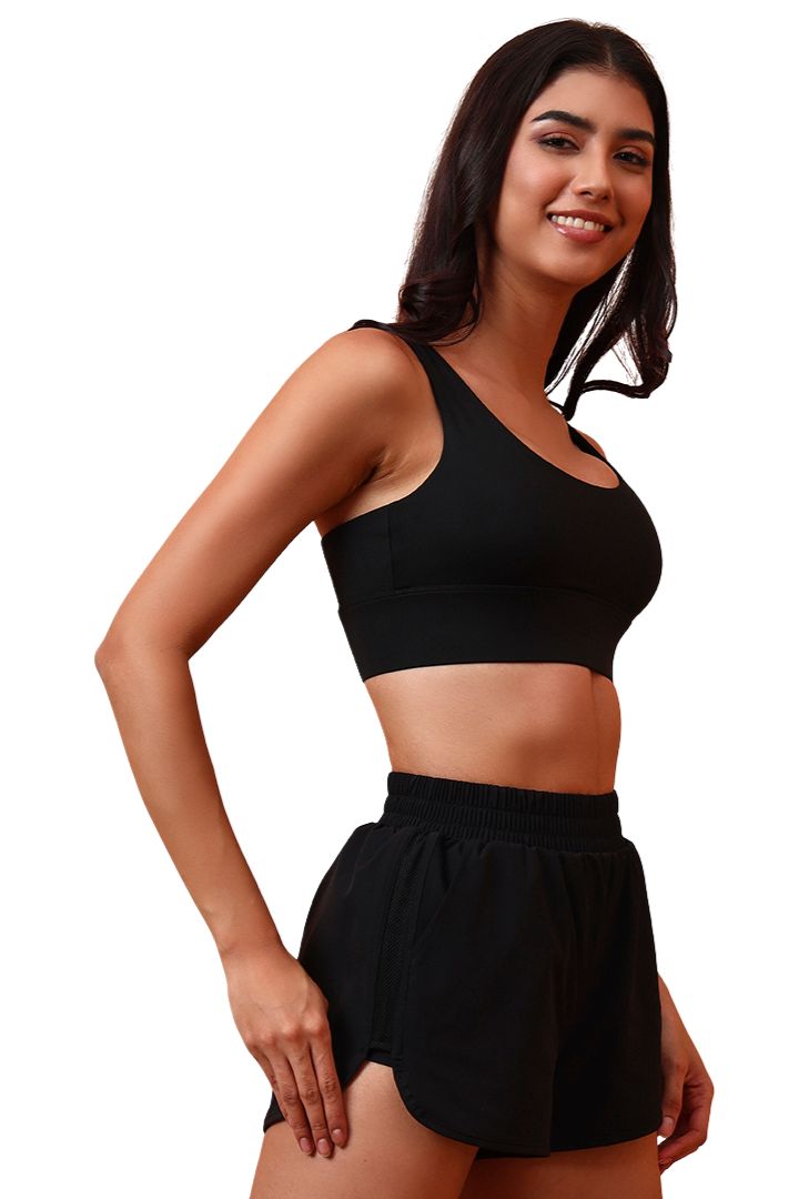 AXTZH Lightweight Outer Shorts Featuring Side Slits and Effortless Comfort-X0116-BLACK-ODF