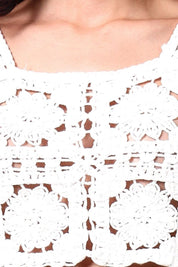 AXTZH  Lightweight Beachwear Top for Women Featuring Boho Crochet Detailing-X2526-WHITE-BW1PBL