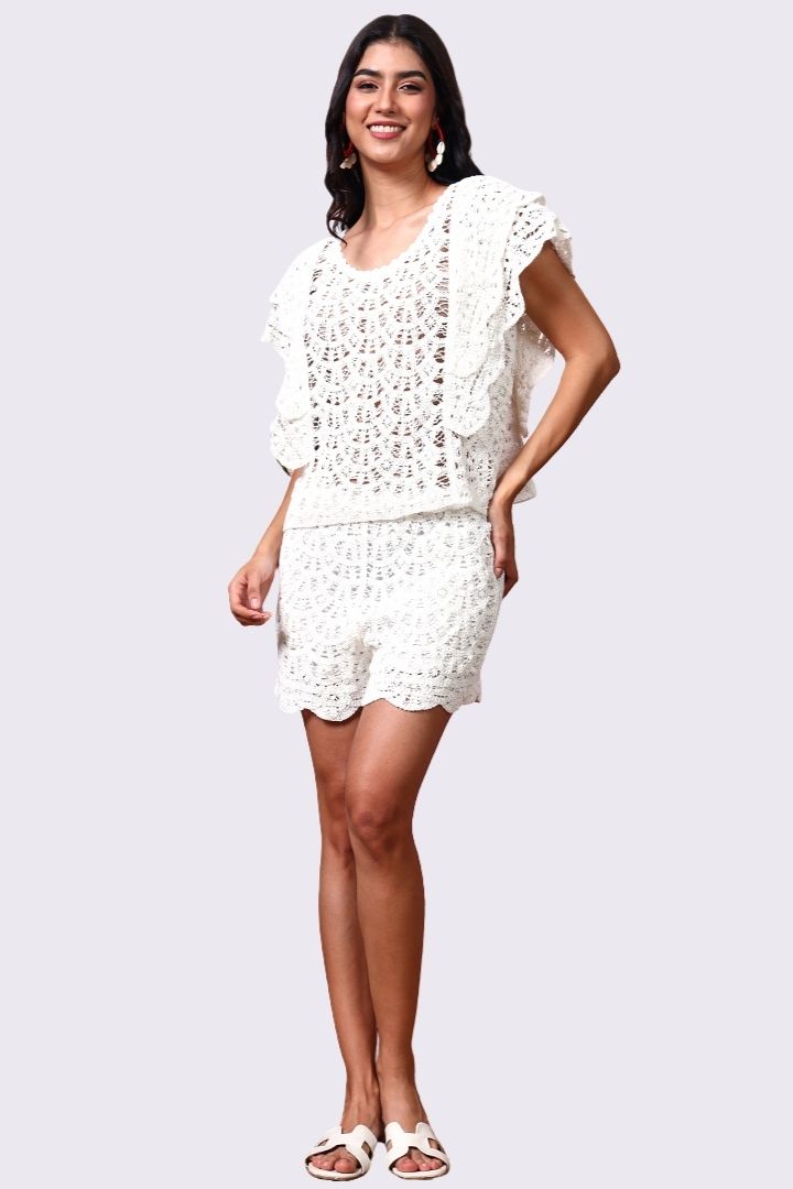 AXTZH One-Piece Crochet Top – Comfortable, Playful, and Perfectly Versatile 220-WHITE-BW1PTO
