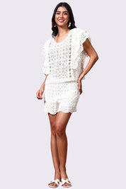 AXTZH One-Piece Crochet Top – Comfortable, Playful, and Perfectly Versatile 220-WHITE-BW1PTO