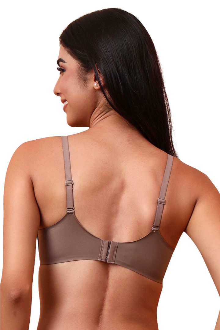 BELLAGIO Deep Plunge Bra with Light Padding, Seamless Finish, and Sleek Contour BB2215-CHOCO-CP301