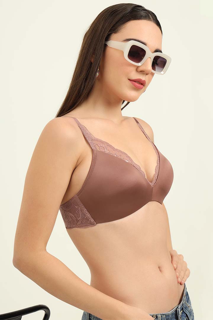 TRIUMPH Bra-110I729 Floral Lace Full Coverage Lightly Padded Seamless T-Shirt UD Bra With All Day Comfort