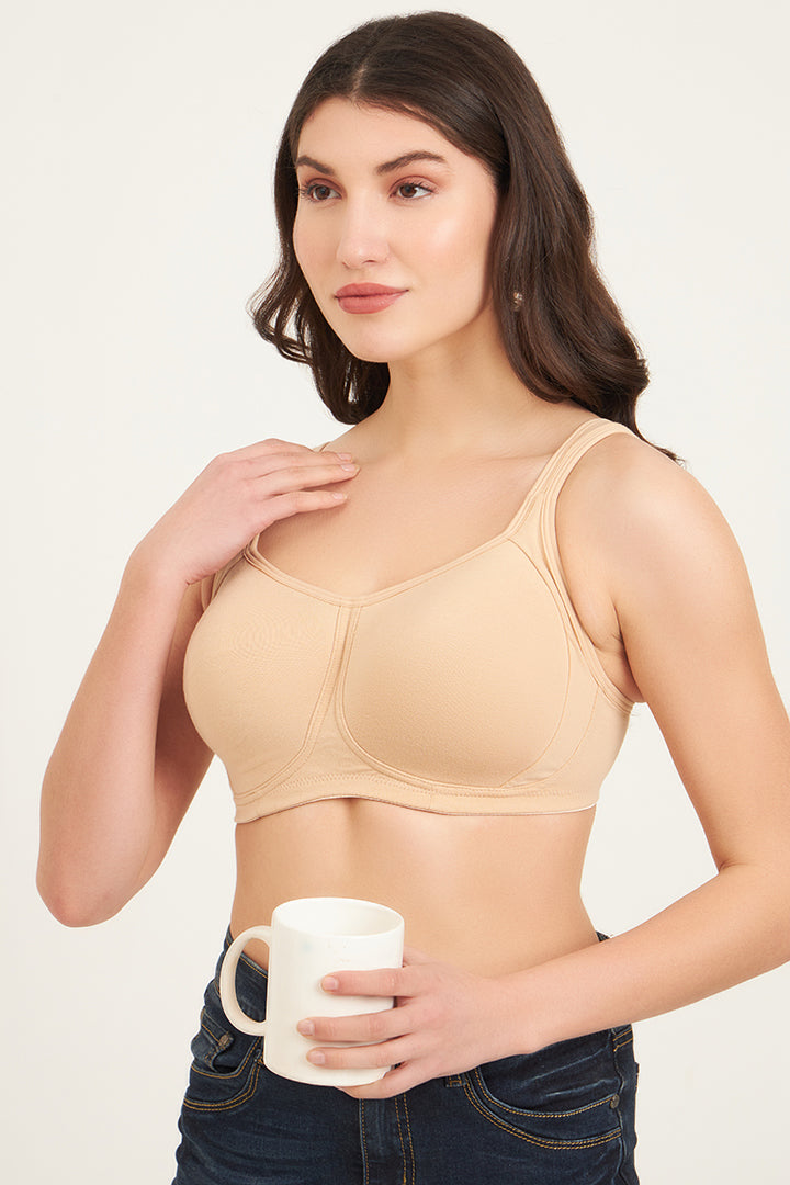 JOCKEY BRA-FE78 Wirefree Padded Super Combed Cotton Elastane Stretch Full Coverage Plus Size Bra with Broad Cushioned Fabric Strap