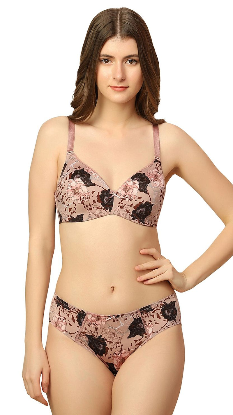 Triumph Brown Floral Print Mid-Rise Brief