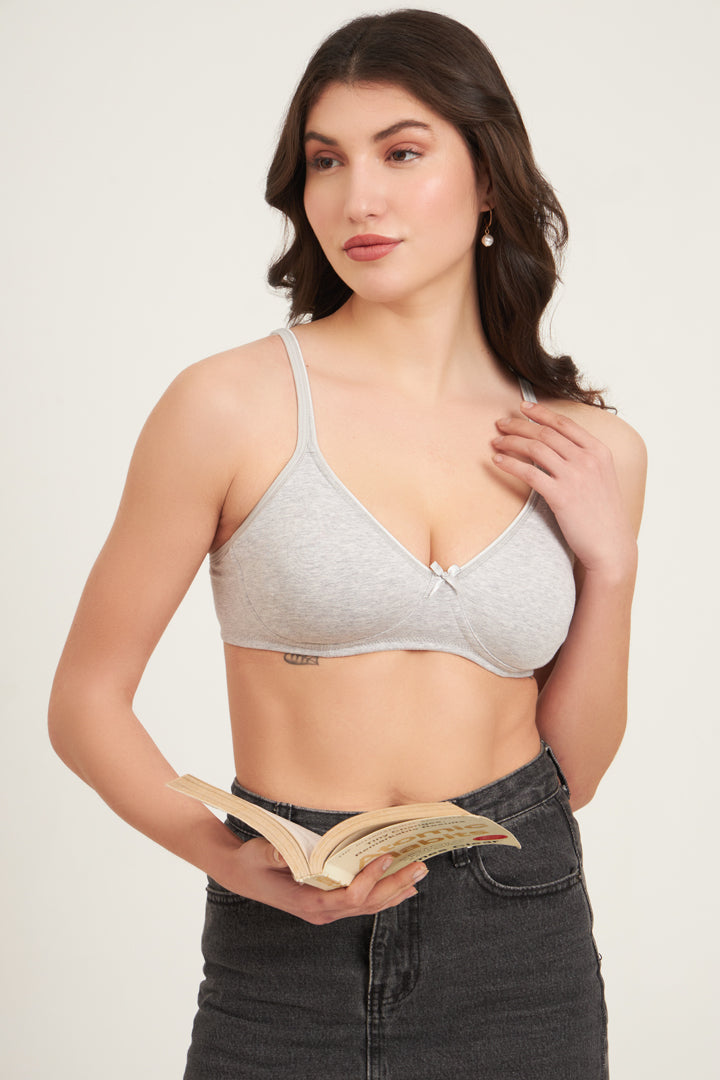 JOCKEY BRA-1722 Wirefree Non Padded Super Combed Cotton Elastane Stretch Medium Coverage Everyday Bra with Concealed Shaper Panel