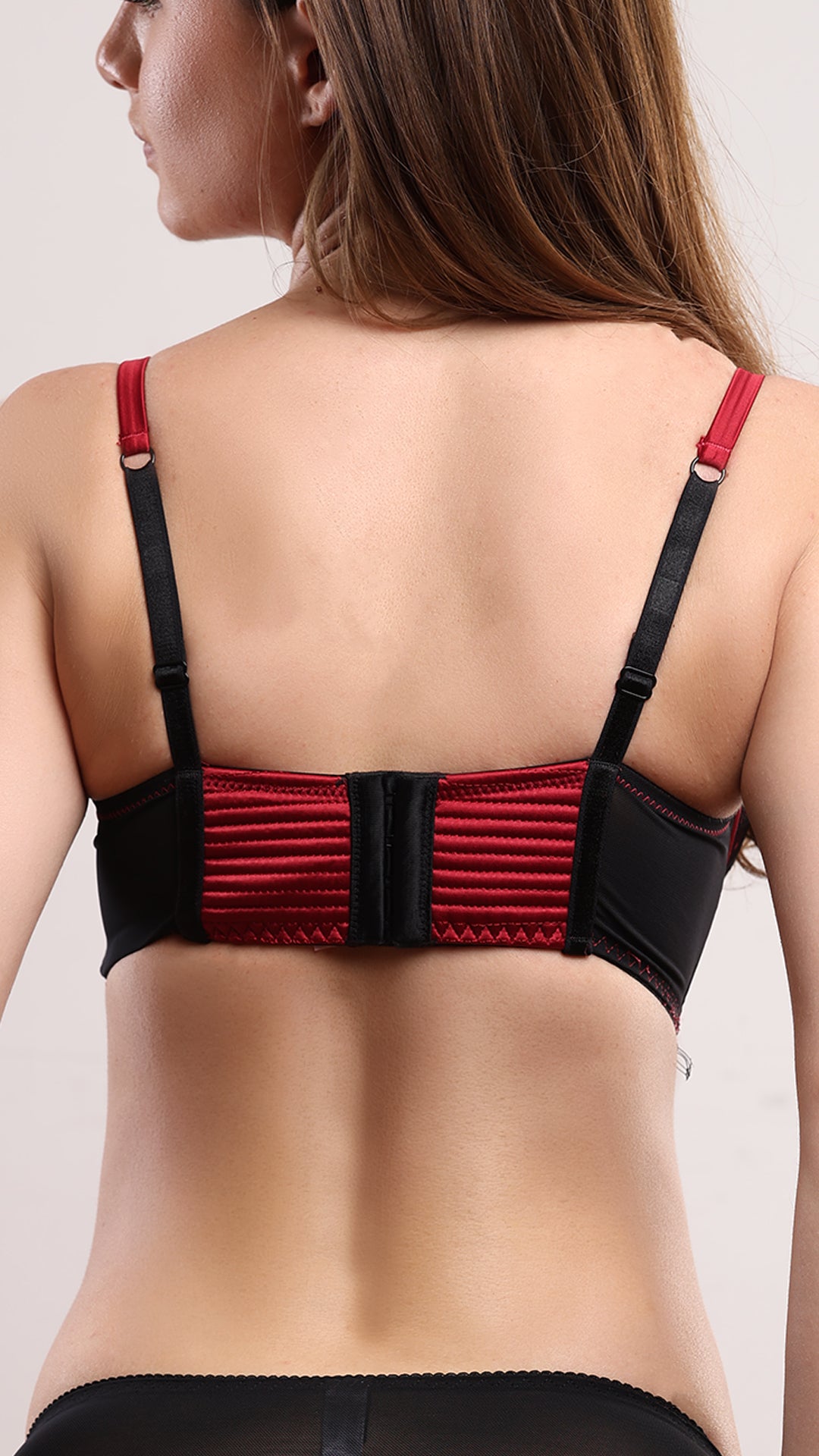 Red Lace Longline Bustier Bra – Padded, Wired