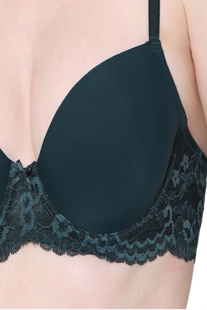 WACOAL BRA BI05B02 Balcony & Beyond Padded Wired Half Cup Everyday Wear Smooth Finish Fashion Bra - Dark Green