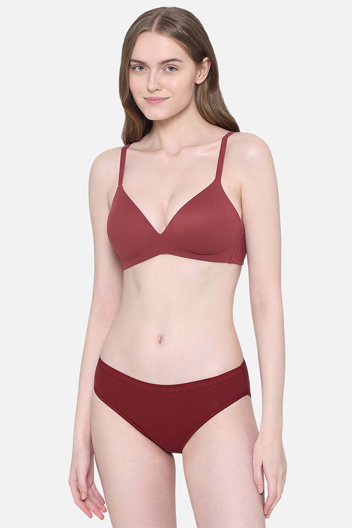 WACOAL BRA 852189 How Perfect Padded Non-wired 3/4th Cup Medium Coverage Seamless T-Shirt Bra - Maroon