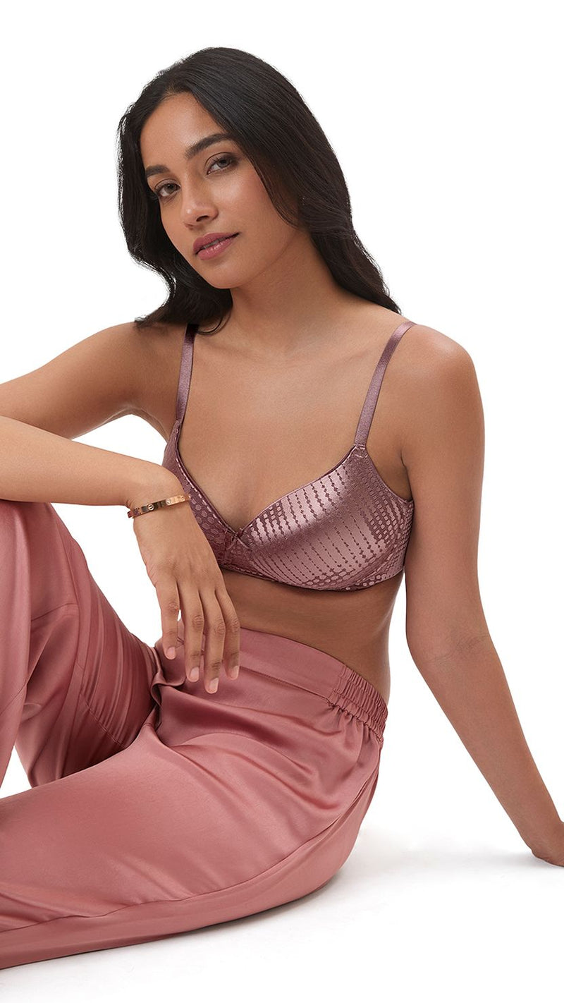 Triumph Mauve Sheen Jacquard Half Coverage Lightly Padded Bra