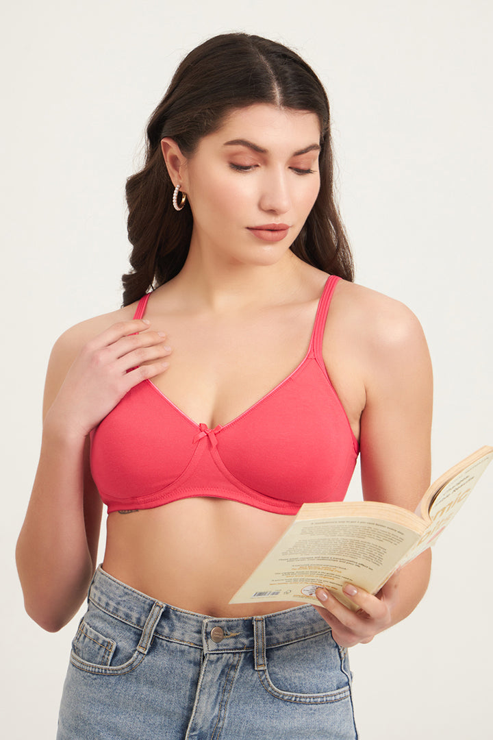 JOCKEY BRA-1722 Wirefree Non Padded Super Combed Cotton Elastane Stretch Medium Coverage Everyday Bra with Concealed Shaper Panel