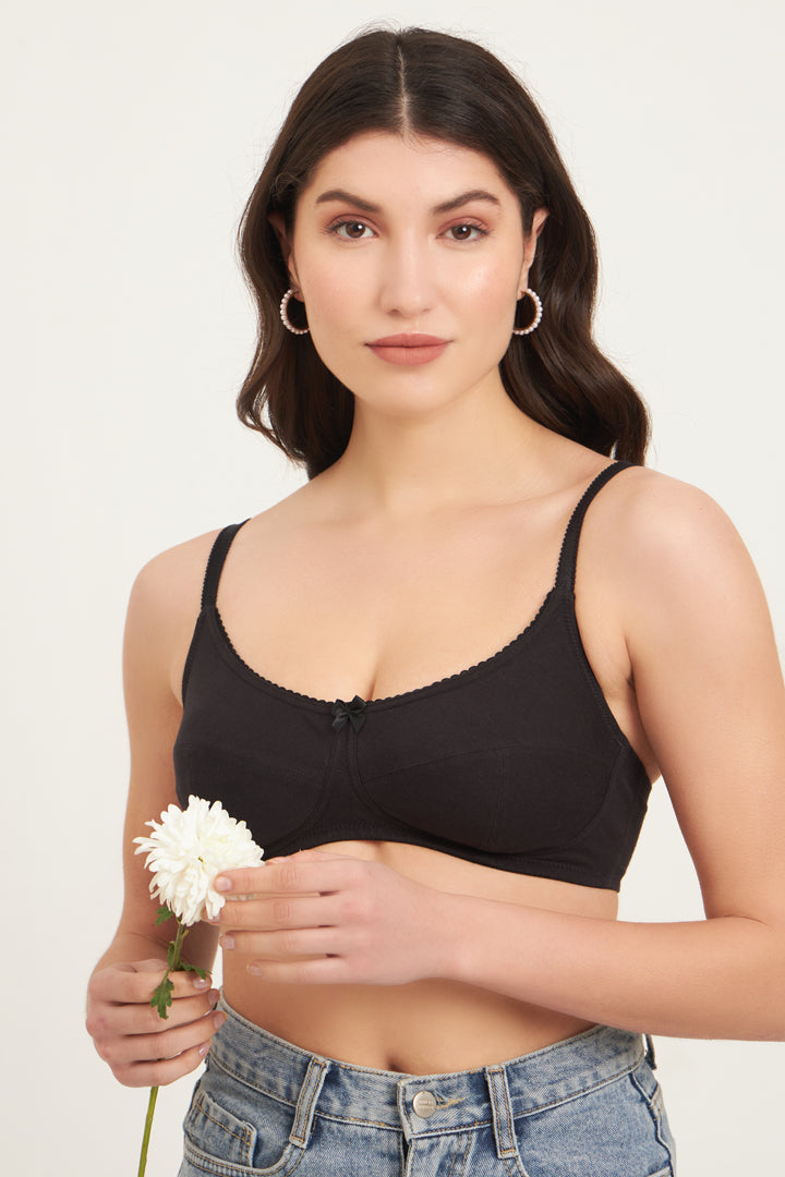 JOCKEY BRA-1615 Wirefree Non Padded Super Combed Cotton Elastane Stretch Full Coverage Everyday Bra with Soft Adjustable Straps