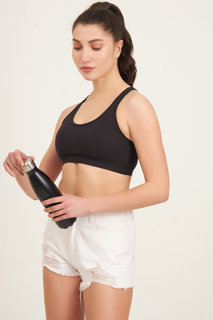 JOCKEY BRA-1380 Wirefree Padded Super Combed Cotton Elastane Stretch Full Coverage Racerback Styling Active Bra with StayFresh and Moisture Move Treatment