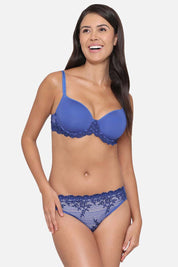 WACOAL BRA 853191 Embrace Lace Contour Padded Wired 3/4th Cup Everyday Wear Medium coverage T-Shirt Bra - Dark Blue