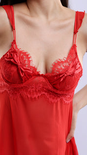 Wired Lace Trim Power Net Babydoll & Robe Set