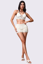 AXTZH Crochet Beach Shorts with Handcrafted Detailing and Scalloped Hemline-X0345-BEIGE2-BW1PST