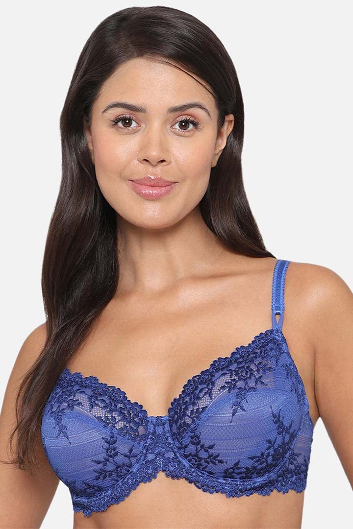 WACOAL BRA 65191 Embrace Lace Non Padded Wired 3/4th Cup Bridal Wear Medium coverage Fashion Bra - Blue