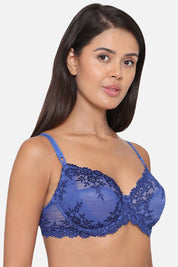 WACOAL BRA 65191 Embrace Lace Non Padded Wired 3/4th Cup Bridal Wear Medium coverage Fashion Bra - Blue