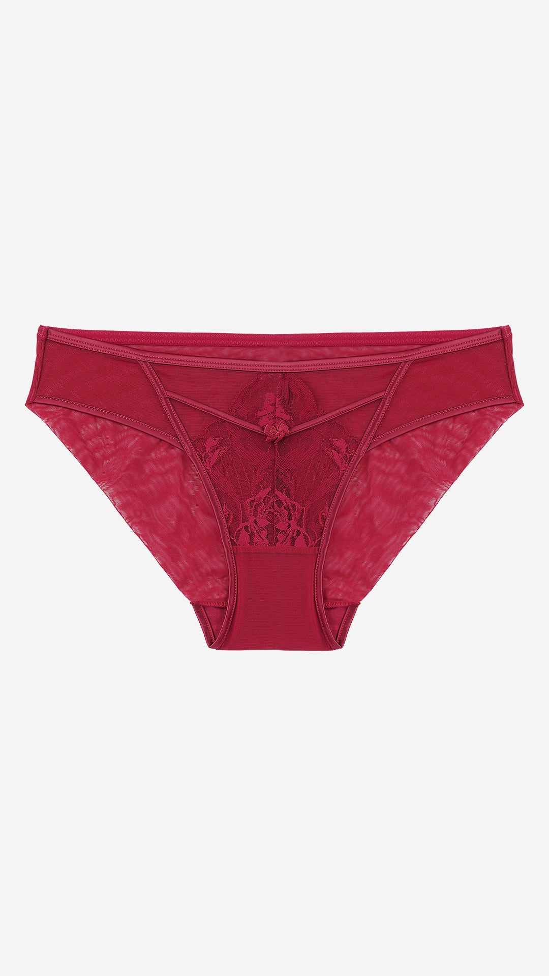 Wine Red Lace Classic Brief with Strappy Front
