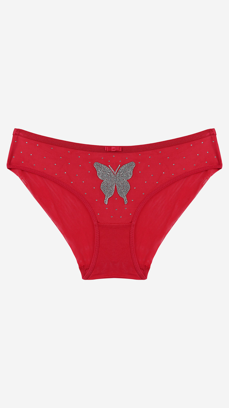 Red Butterfly Stone Sheer Classic Panty