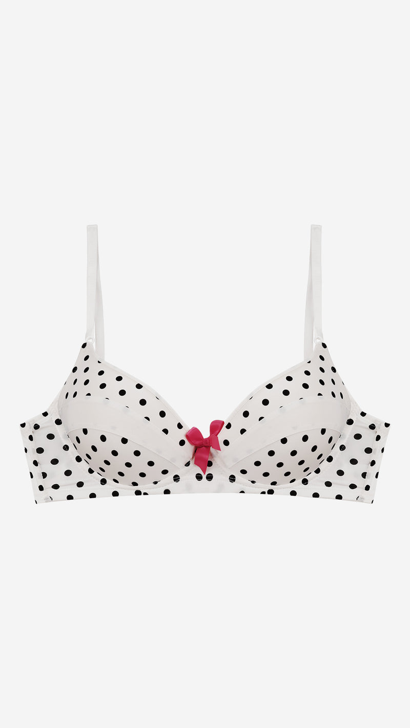 Ivory Polka Dot Padded Wired Bra