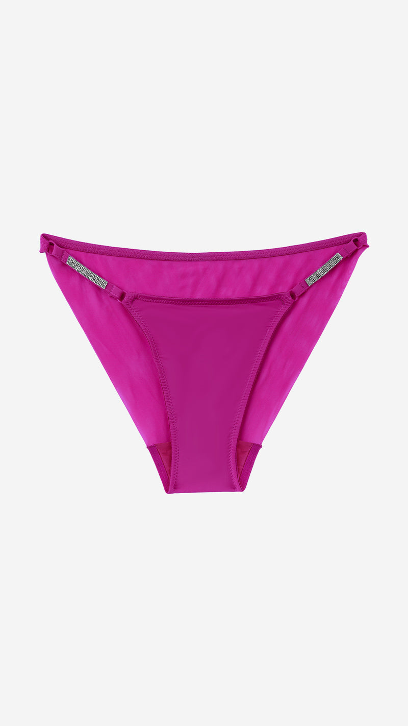Savvyy Fuchsia Strappy Diamante Trim Brief