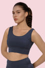 ENAMOR BRA A206 Navy Women's Criss Cross High Impact Long Line Sports Bra - High Support, Padded, High Coverage, Non-Wired