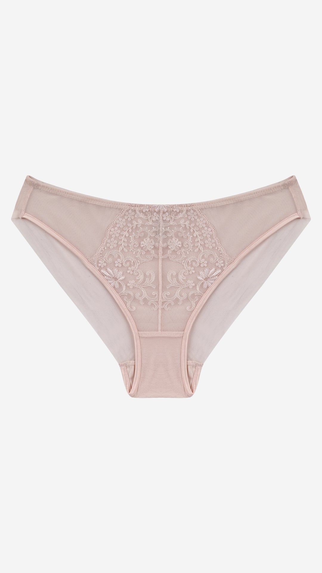Blush Pink Embroidered Lace Bikini Brief