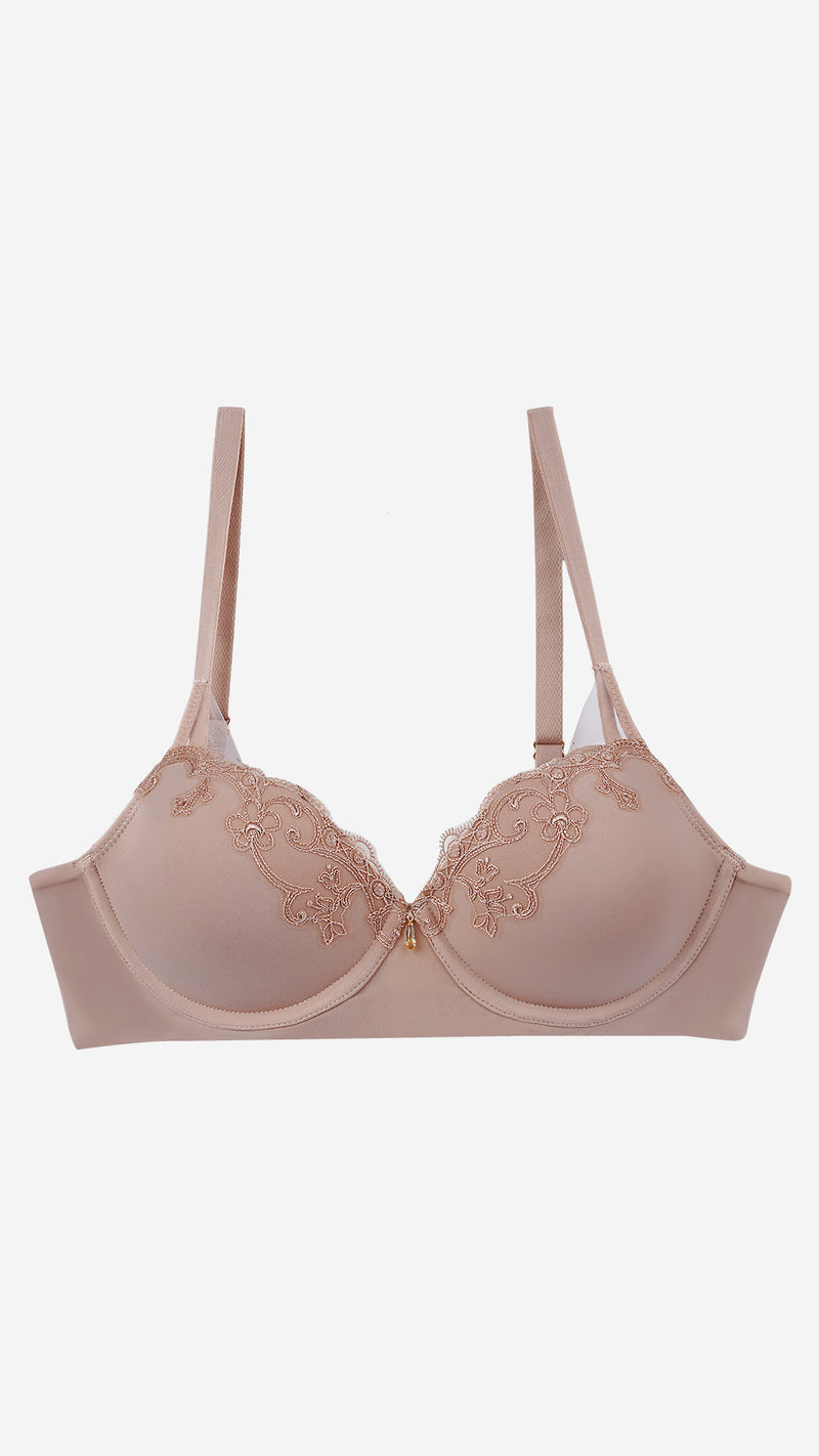 Nude Blush Padded Underwired Lace Bra