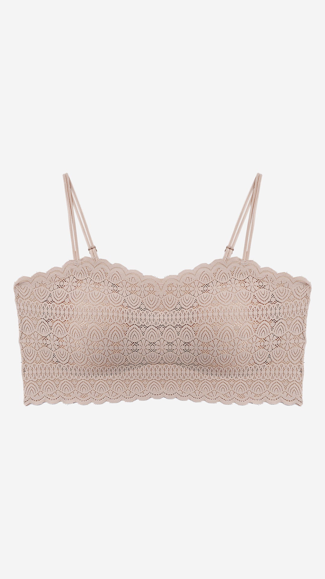 Beige Lace Padded Bralette, Wire-Free