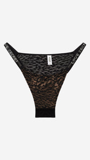 Leopard Print Lace Thong | Fancy Strap Panty