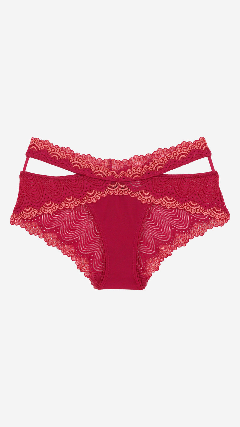 Maroon Lace Cut-Out Fashion Brief