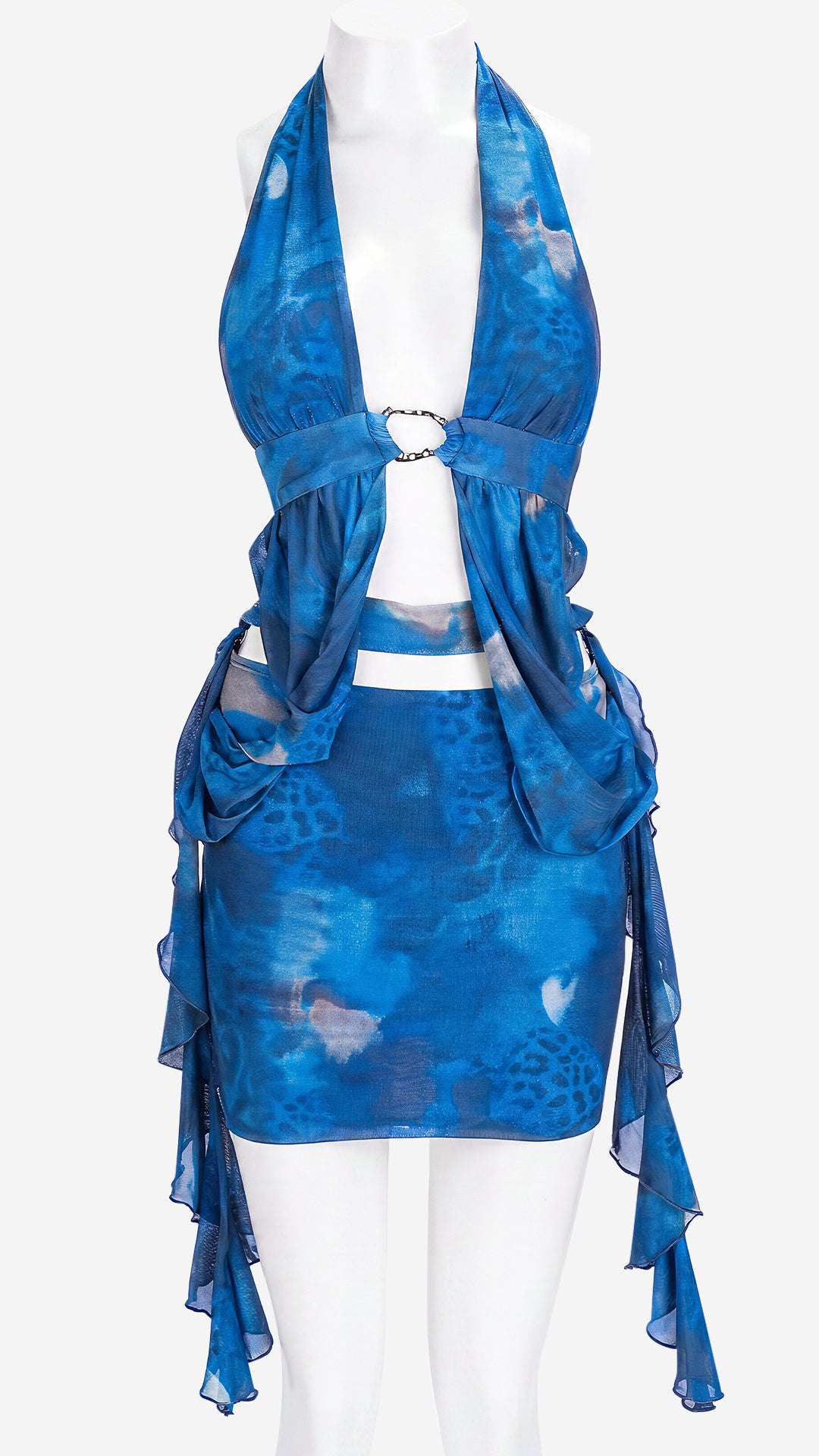 Halter Cutout Skirt Beachwear | Draped Resort Wear