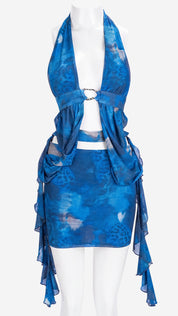 Halter Cutout Skirt Beachwear | Draped Resort Wear