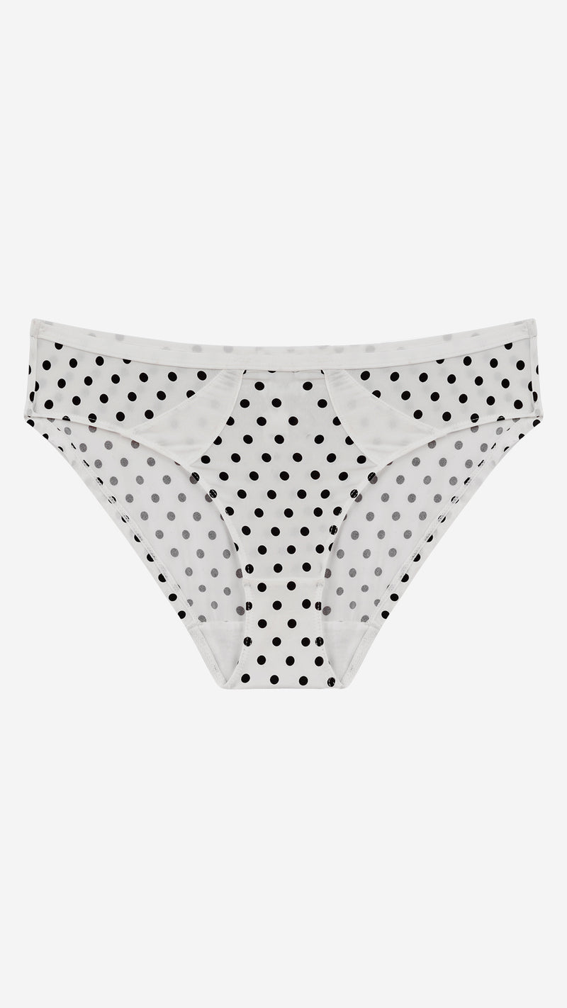 Ivory Polka Dot Lace Bikini Panty