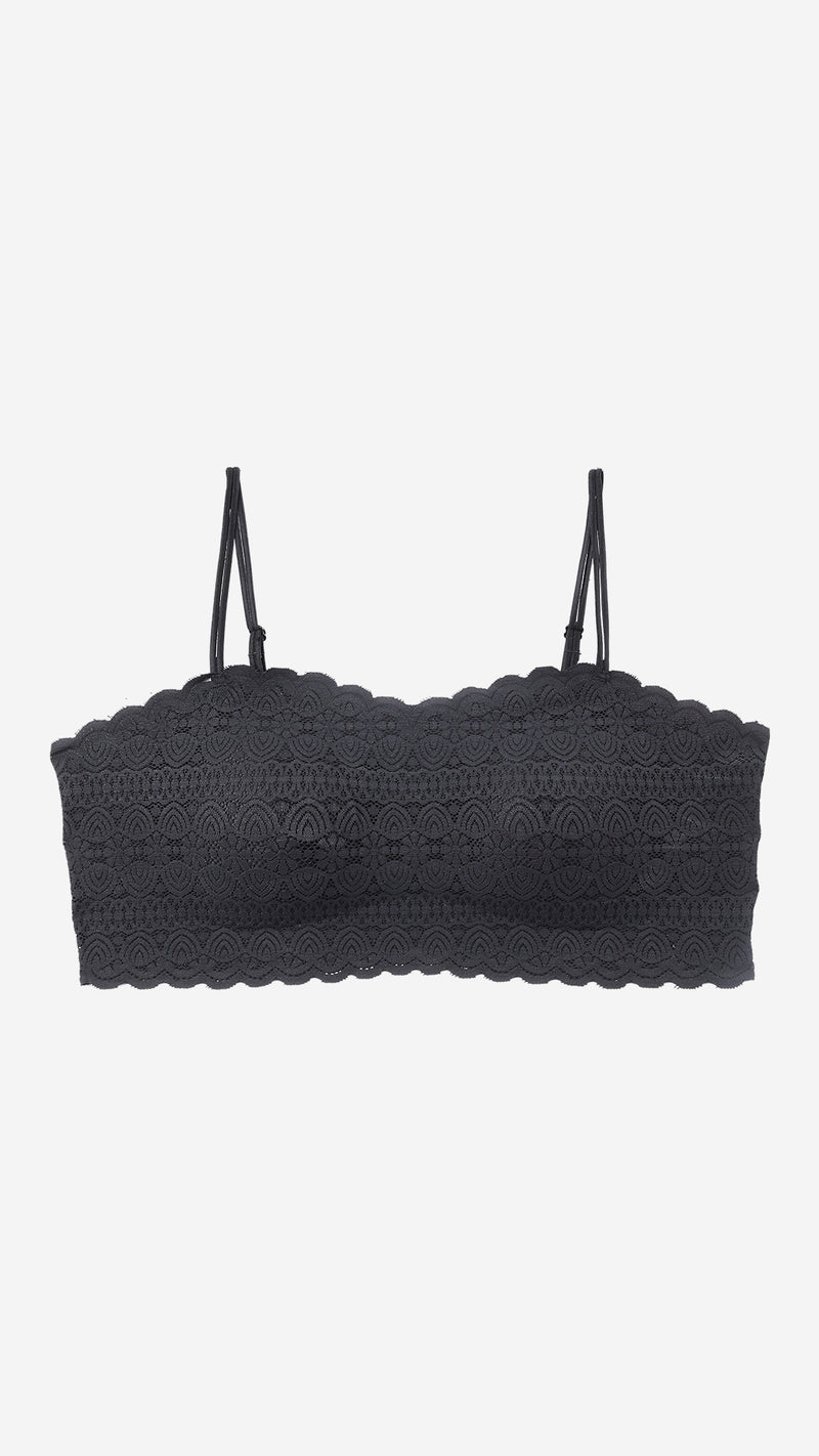 Black Lace Padded Bralette, Wire-Free