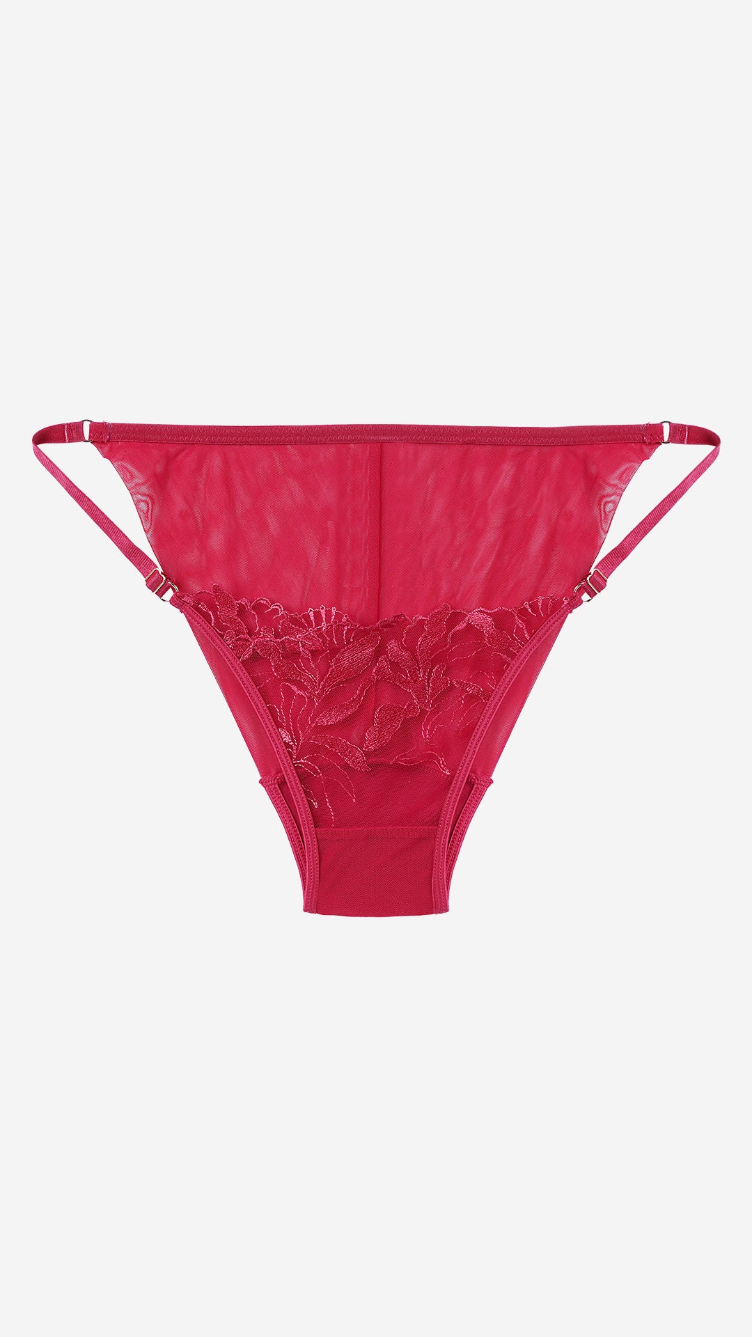 Red Floral Lace Sheer Thong